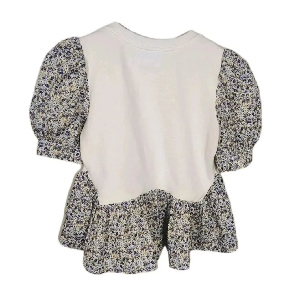 Hyacinth House Womens Cottagecore Romantic Puff Sleeve Peplum Top XS Floral - Picture 5 of 9
